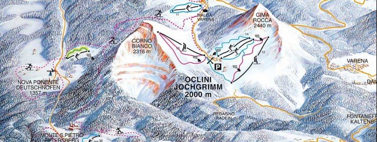 Pistenplan Jochgrimm - Passo Oclini - Dolomites