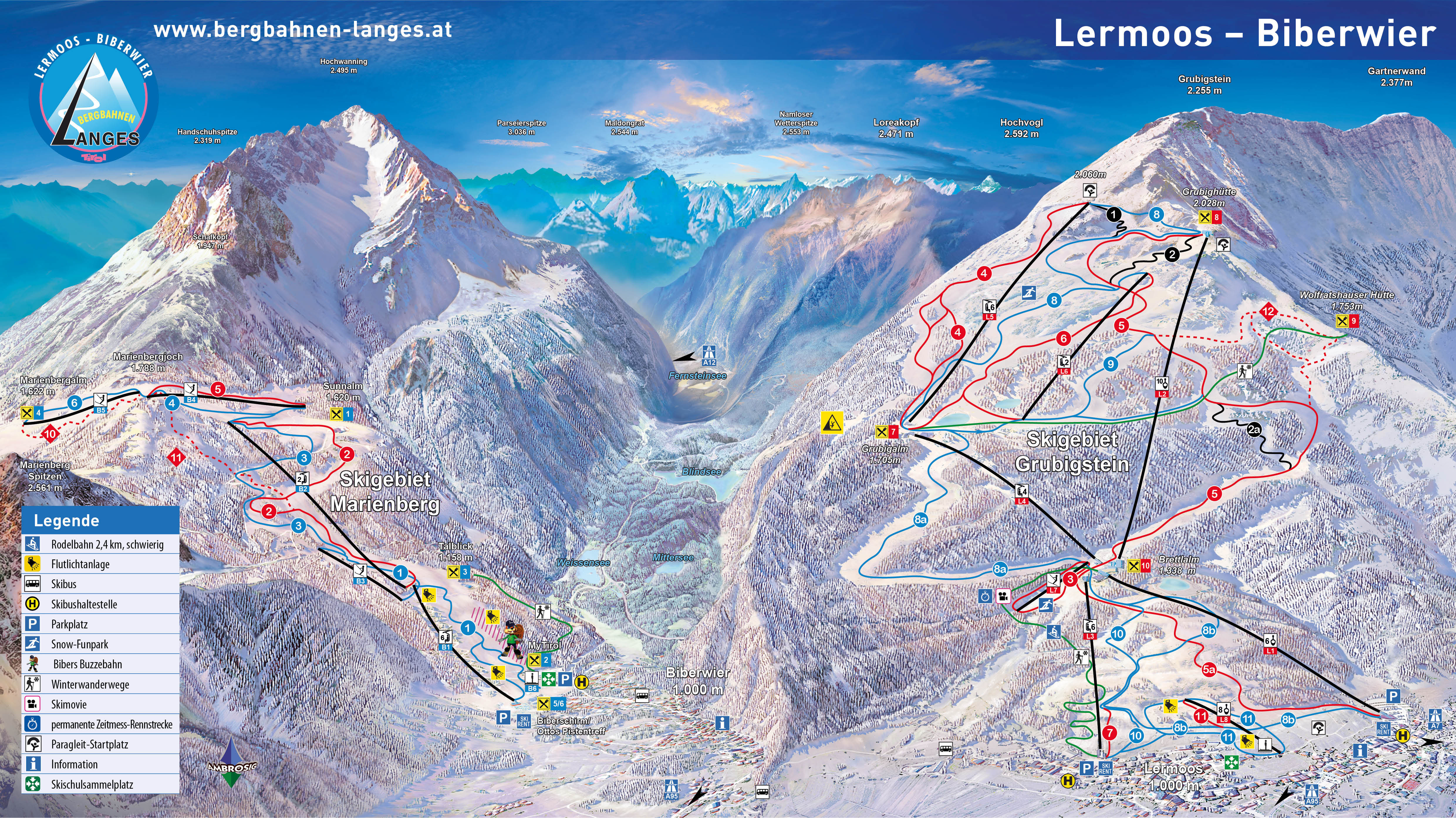 Pistenplan Grubigstein Lermoos