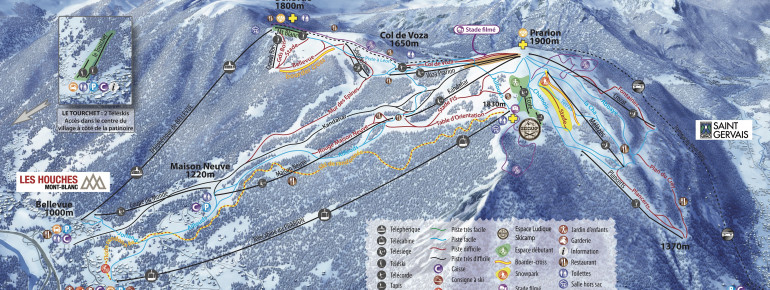 Pistenplan Les Houches (Vallée de Chamonix)
