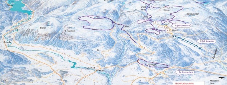 Pistenplan Lifjell Telemark