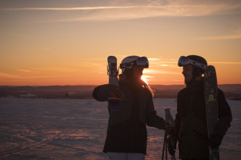 Sonnenuntergang auf der Piste