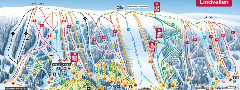 Pistenplan Lindvallen – Högfjället (Sälen)