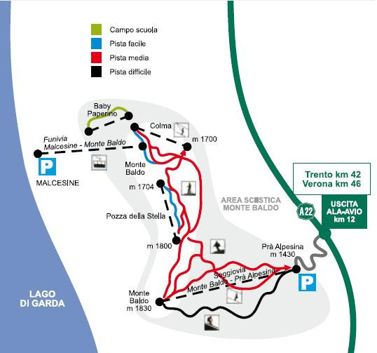 Pistenplan Monte Baldo Malcesine