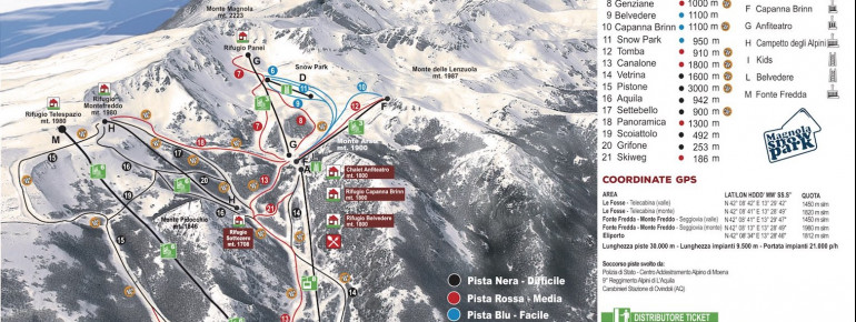 Pistenplan Monte Magnola - Ovindoli