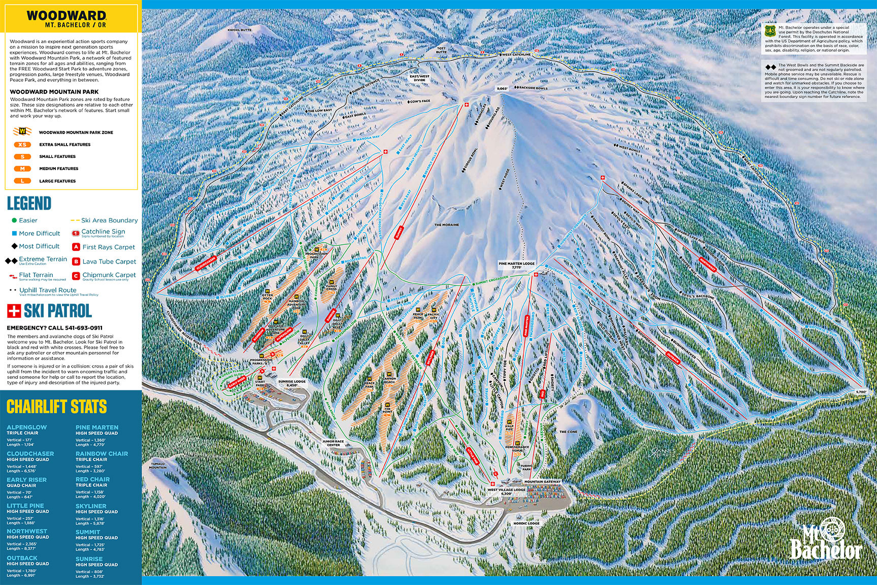 Pistenplan Mt Bachelor