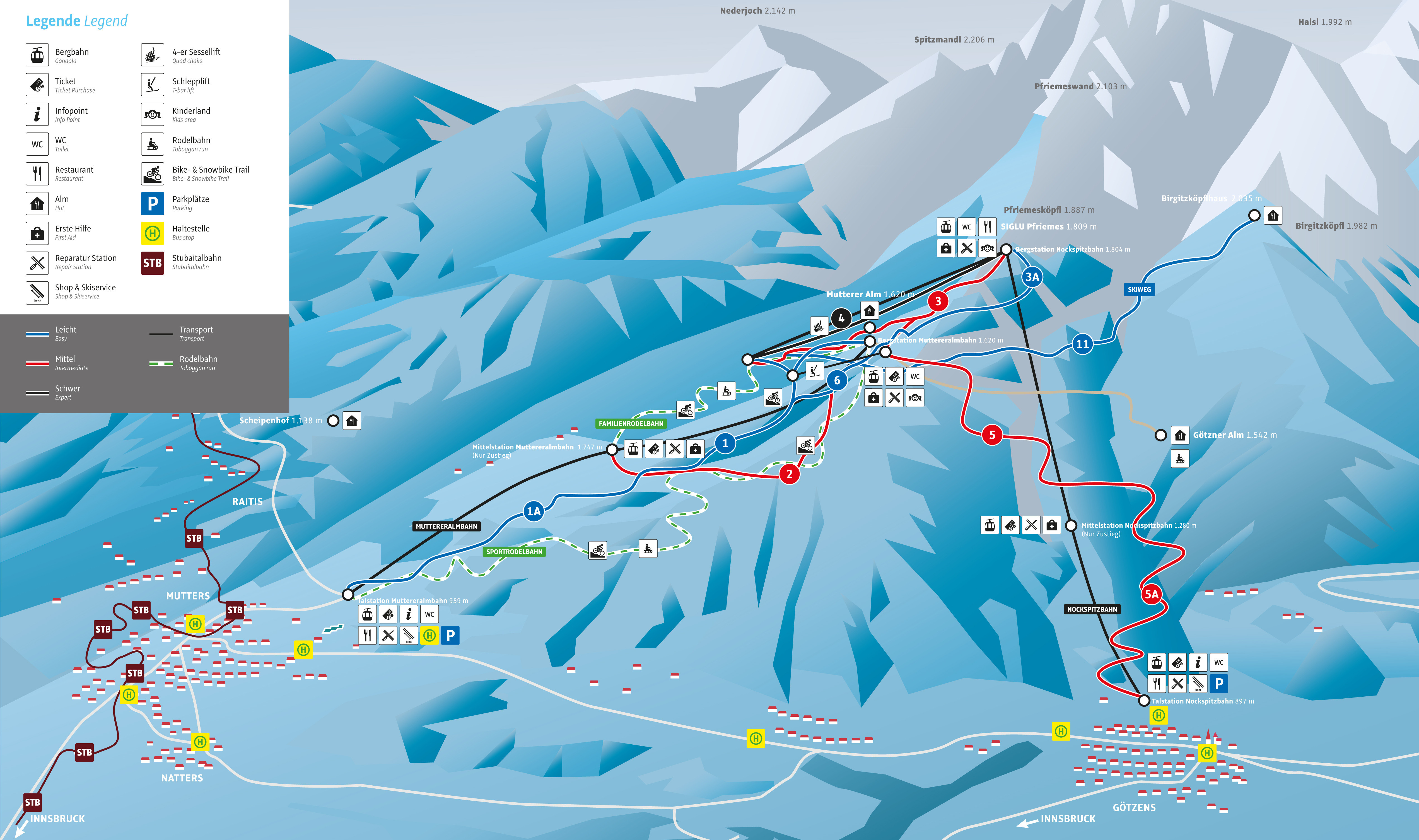 Pistenplan Mutterer Alm