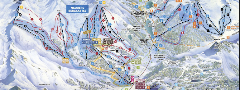 Pistenplan Nauders - Zwei Länder Skiarena