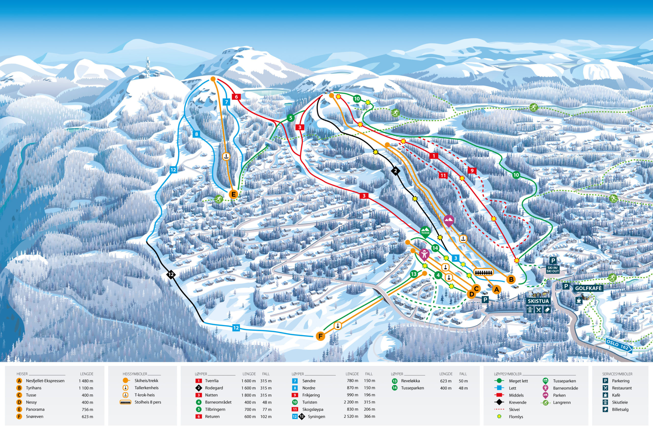 Pistenplan Nesfjellet