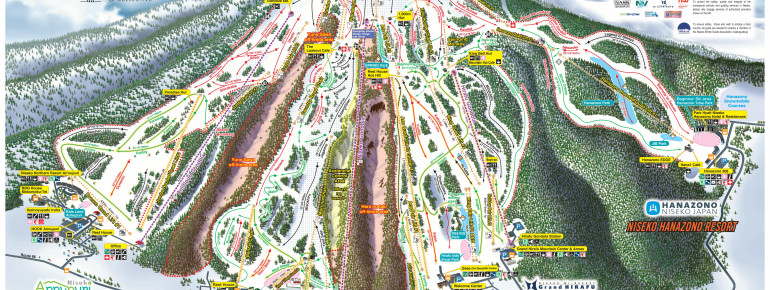 Pistenplan Niseko United (Hanazono – Grand Hirafu – Niseko Village – Annupuri)