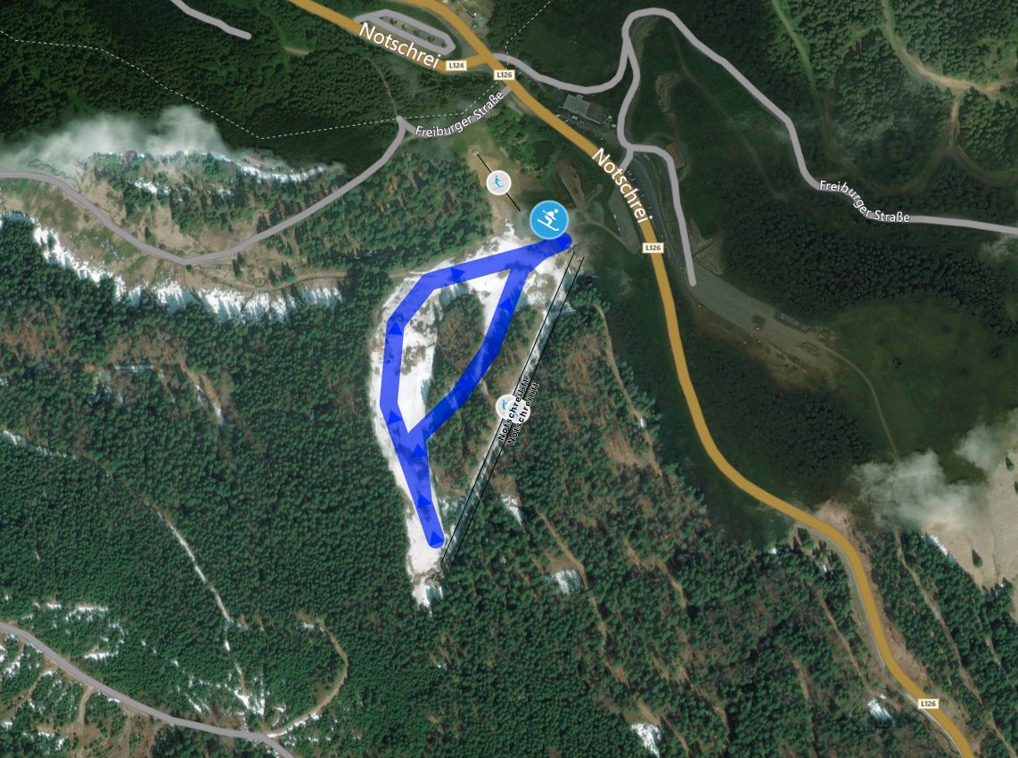 Lage der Skilifte Notschrei aus der Vogelperspektive