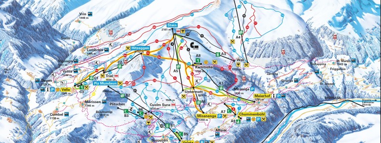 Pistenplan Obersaxen Mundaun Val Lumnezia