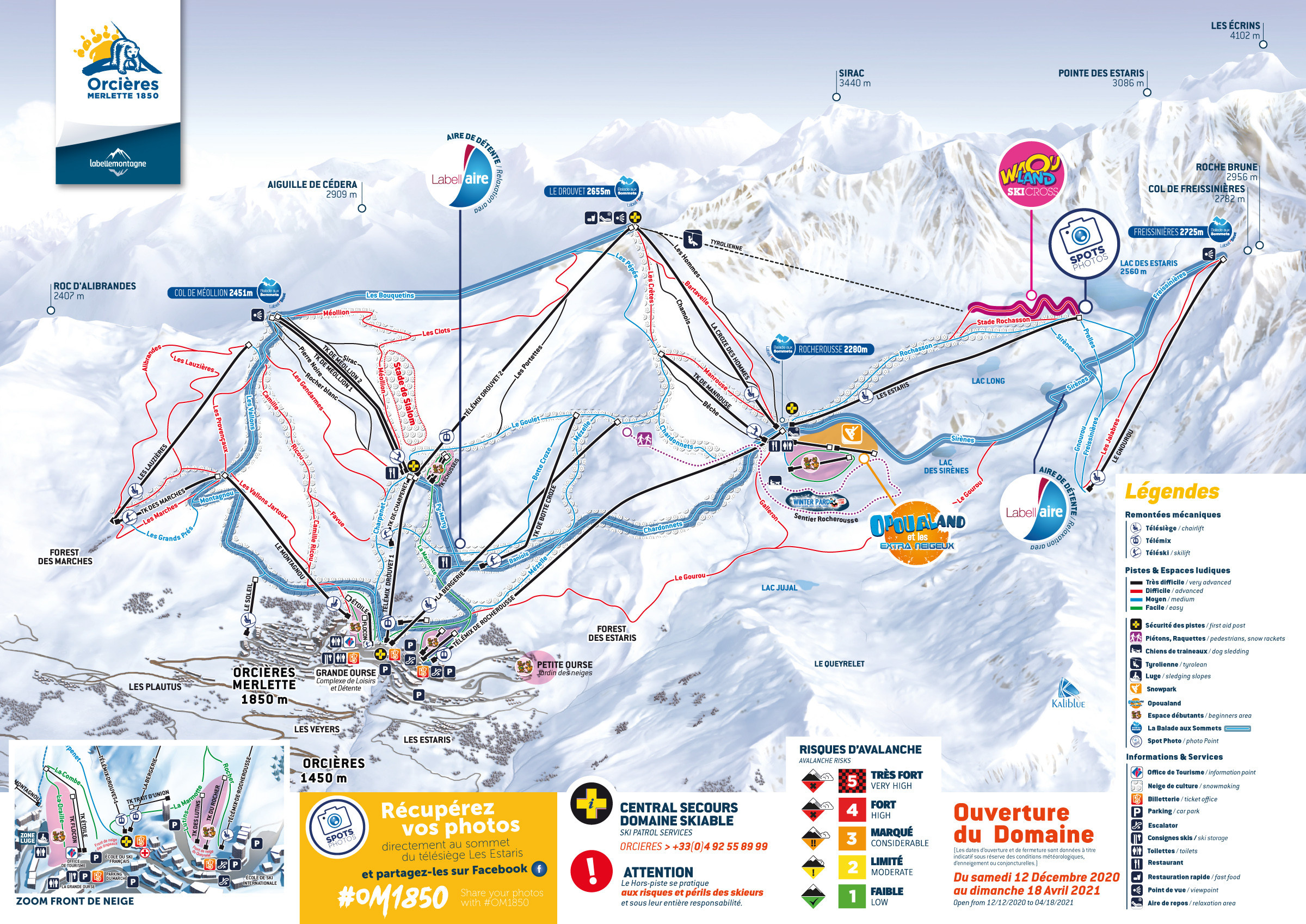 Pistenplan Orcières Merlette 1850