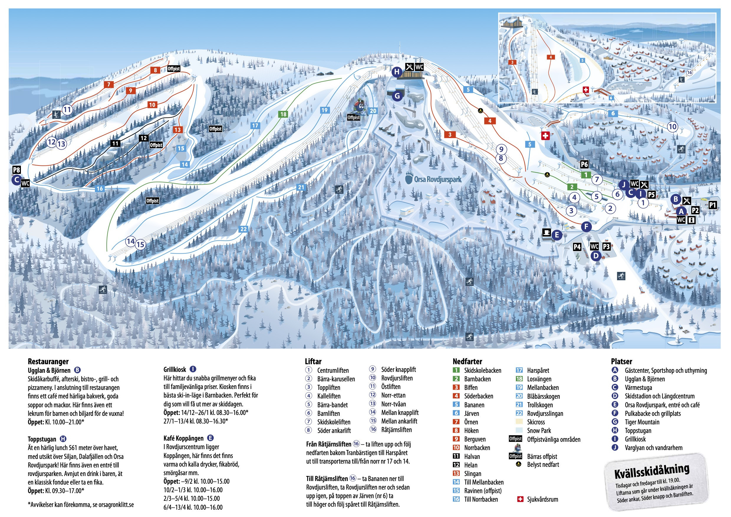 Pistenplan Orsa Grönklitt