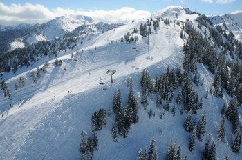 Panorama über unsere beliebte Piste "Panorama-Abfahrt" (blau)