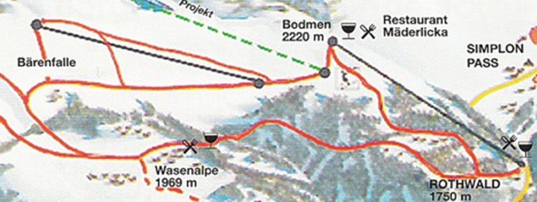 Pistenplan Rothwald Wasenalp am Simplon