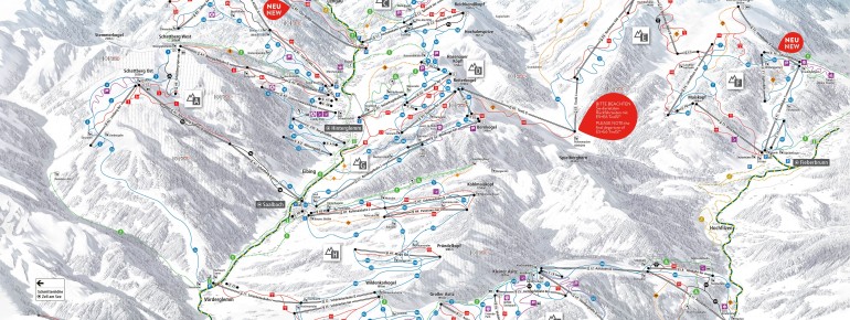 Pistenplan Saalbach Hinterglemm Leogang Fieberbrunn