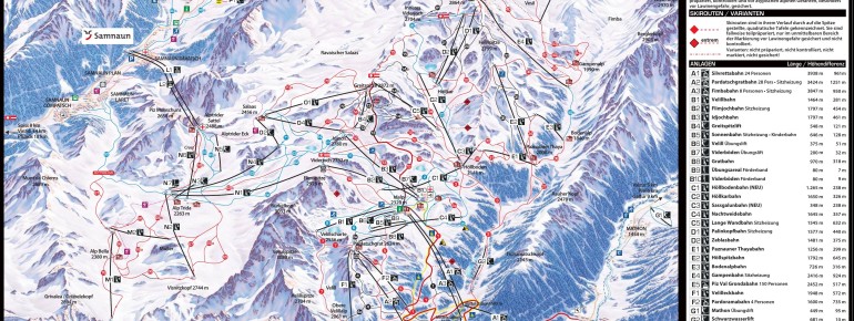 Pistenplan Silvretta Ski-Arena Samnaun/Ischgl