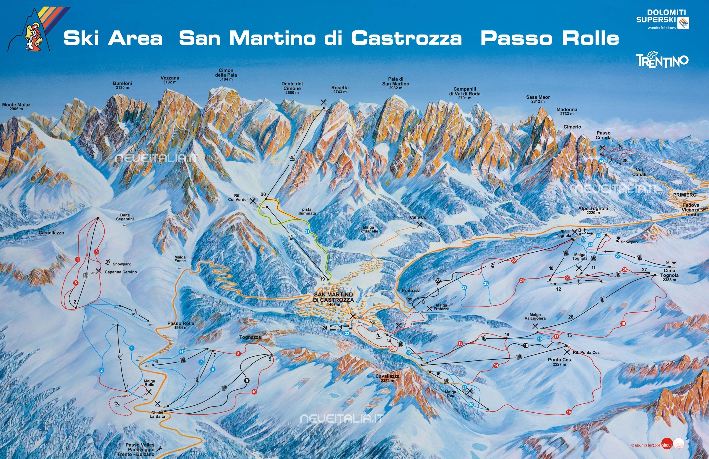 Pistenplan San Martino di Castrozza