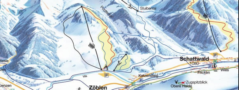 Pistenplan Schattwald – Zöblen
