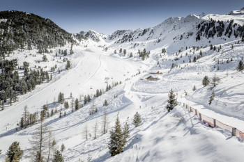 Blick ins Skigebiet Hochoetz