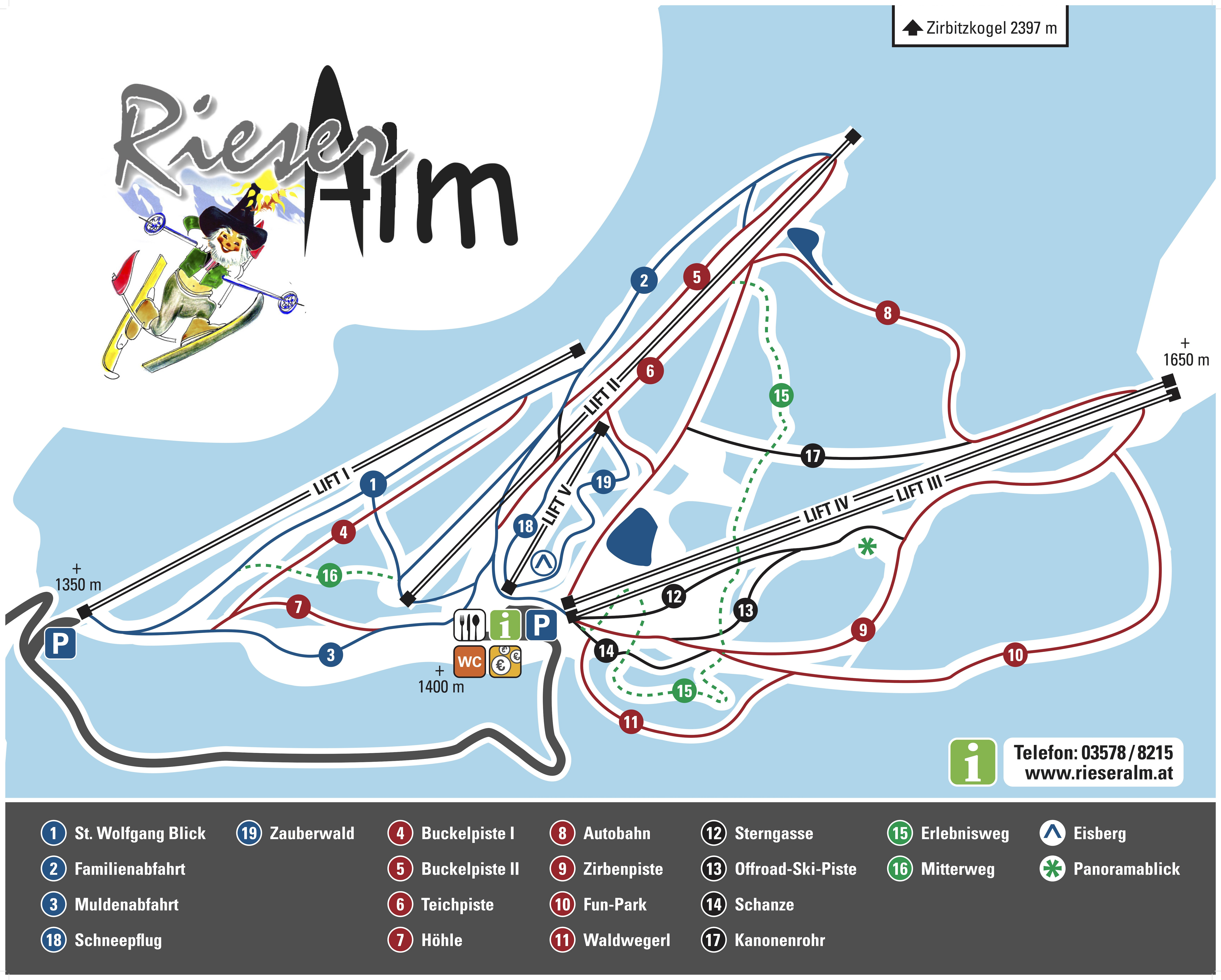 Pistenplan Skizentrum Rieseralm Obdach