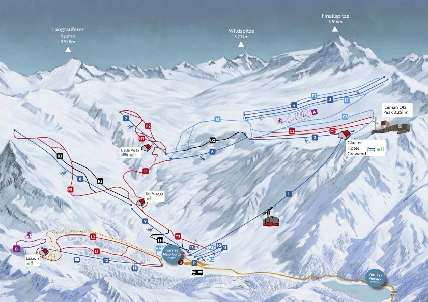 Pistenplan Schnalstaler Gletscher