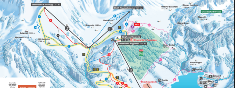 Pistenplan Schwarzsee - Riggisalp - Kaiseregg