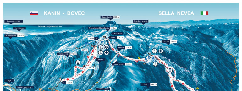 Pistenplan Sella Nevea - Bovec Kanin