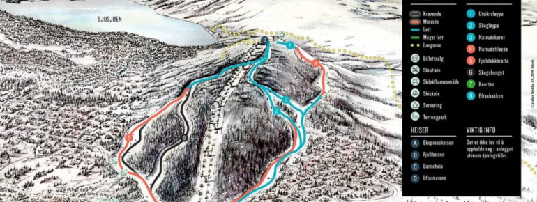 Pistenplan Sjusjoen