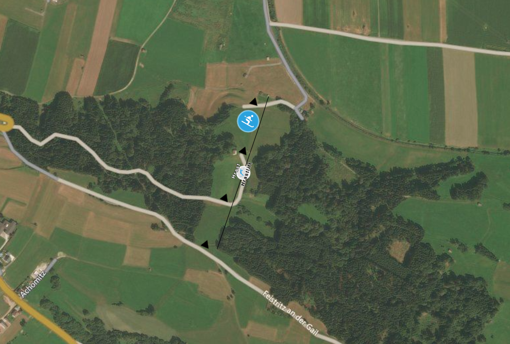 Lage des Hrast-Skilifts in Feistritz an der Gail