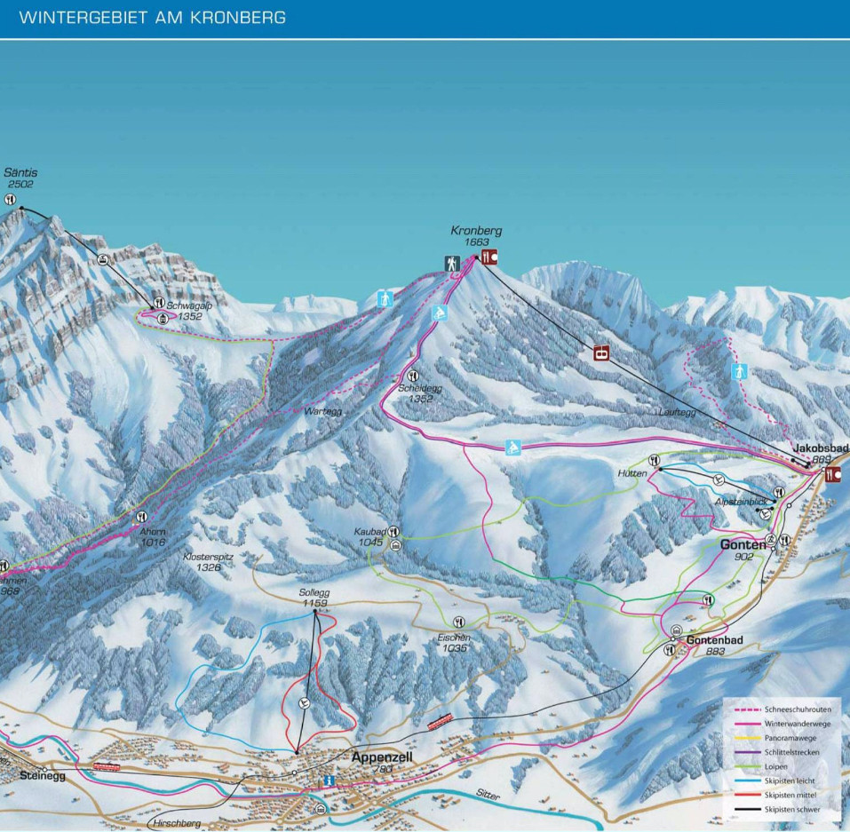 Pistenplan Gonten Kronberg