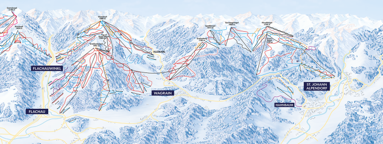 Pistenplan Snow Space Salzburg (Flachau - Wagrain - St. Johann)