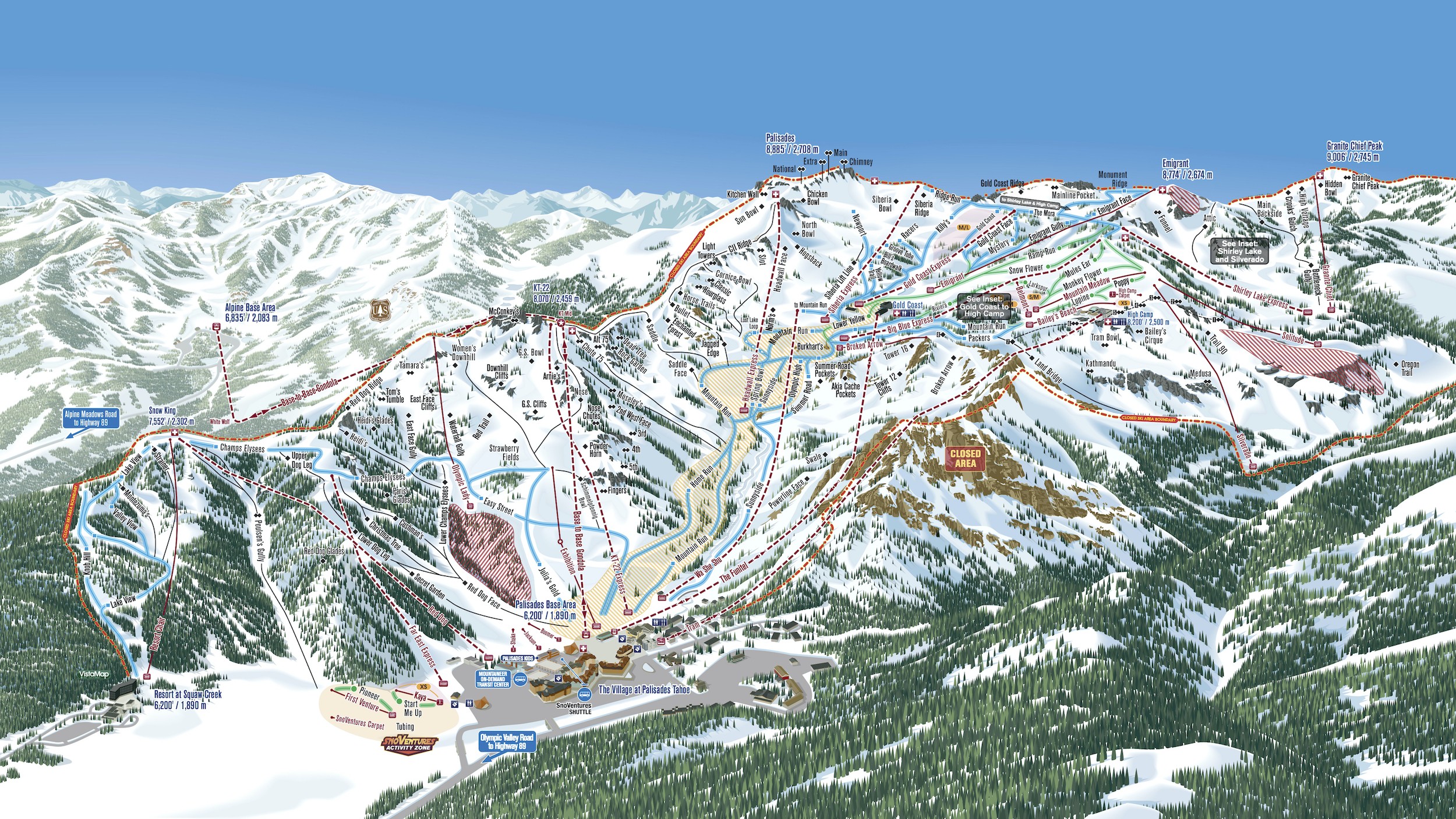 Pistenplan Palisades Tahoe