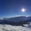 Die Bergstation Piz Nair (3099m) der Luftseilbahn Corviglia - Piz Nair. Von hier eröffnet sich ein wunderbarer Blick auf die umliegenden Gifpel.
