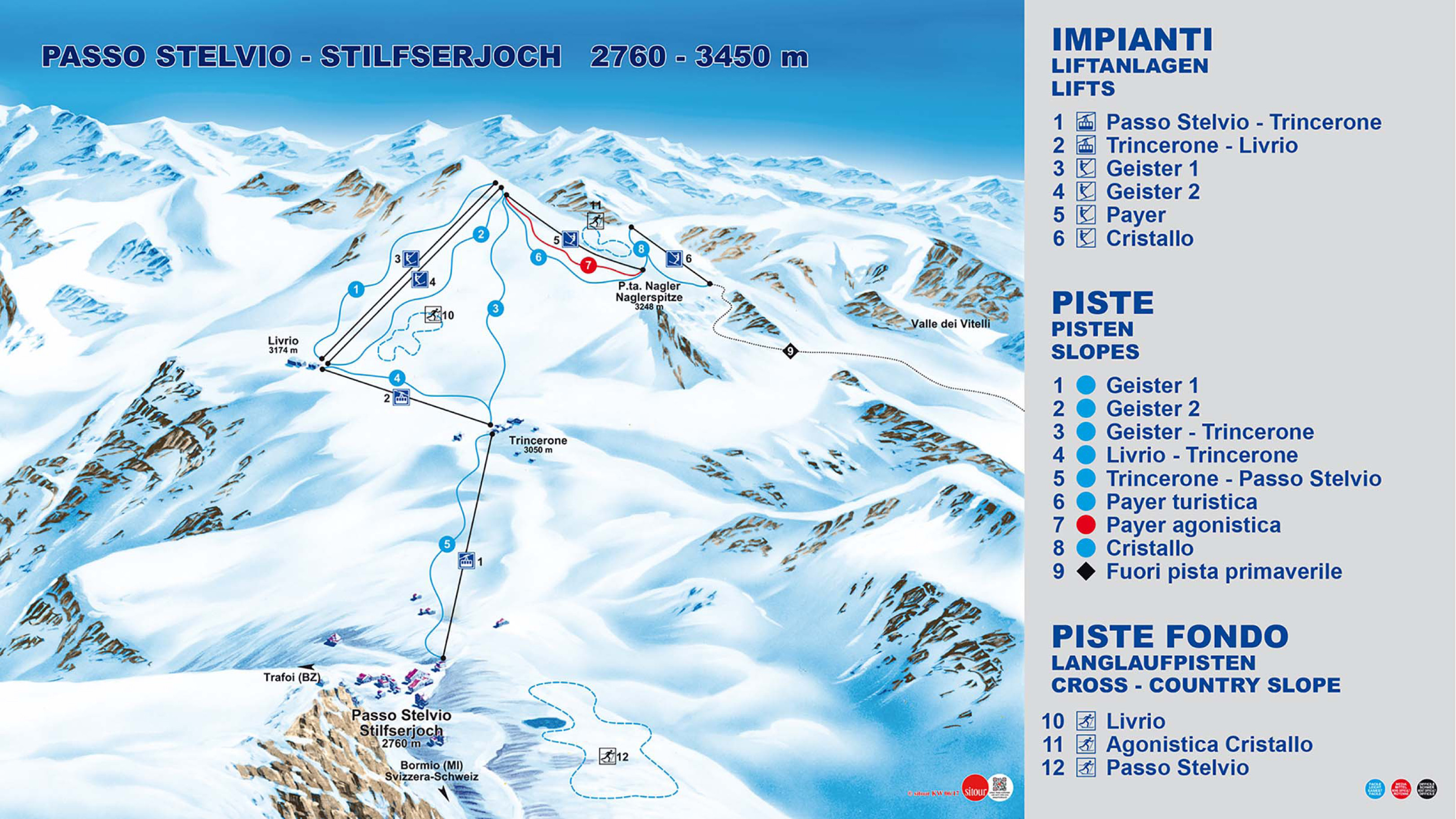 Pistenplan Stilfserjoch - Passo Stelvio