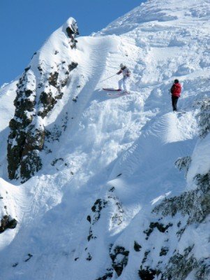 Extrem steile Abfahrt vom Lincoln Chairlift