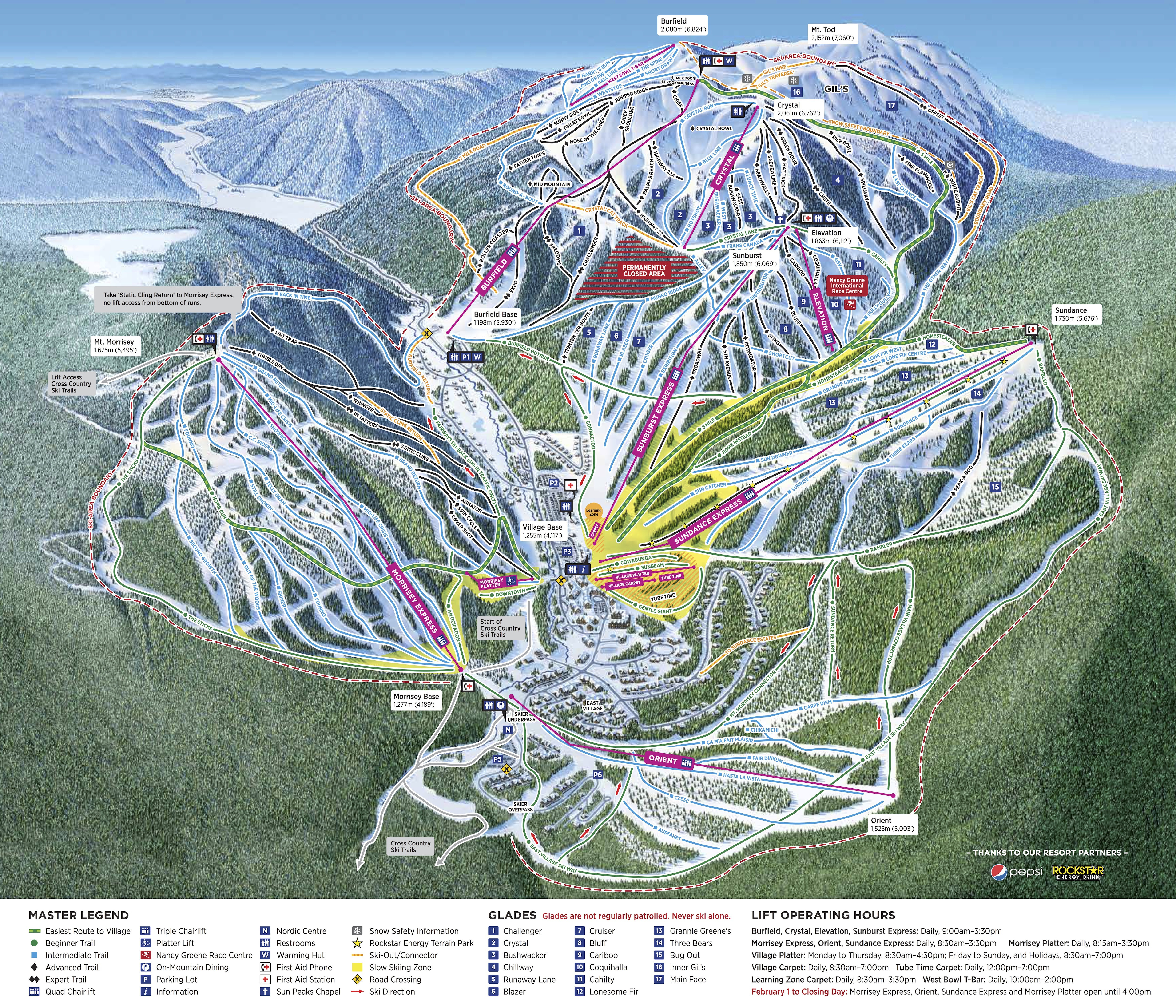 Pistenplan von Sun Peaks Resort