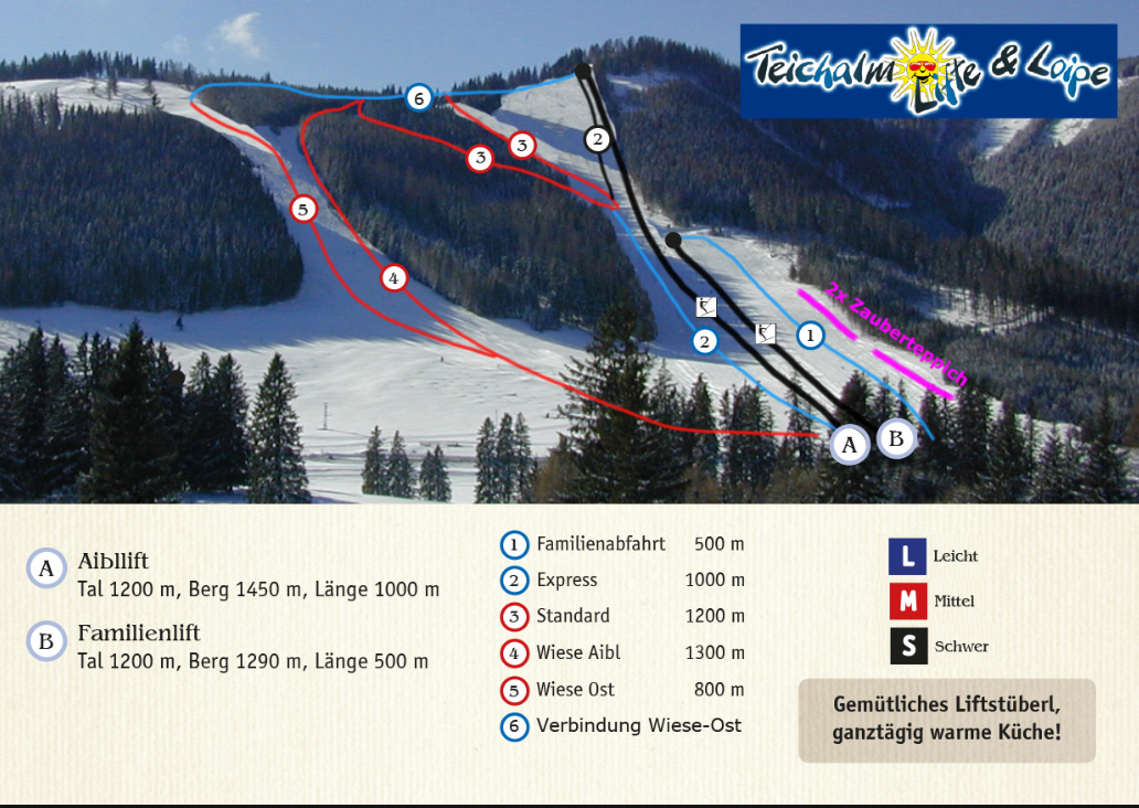 Pistenplan Skigebiet Teichalmlifte