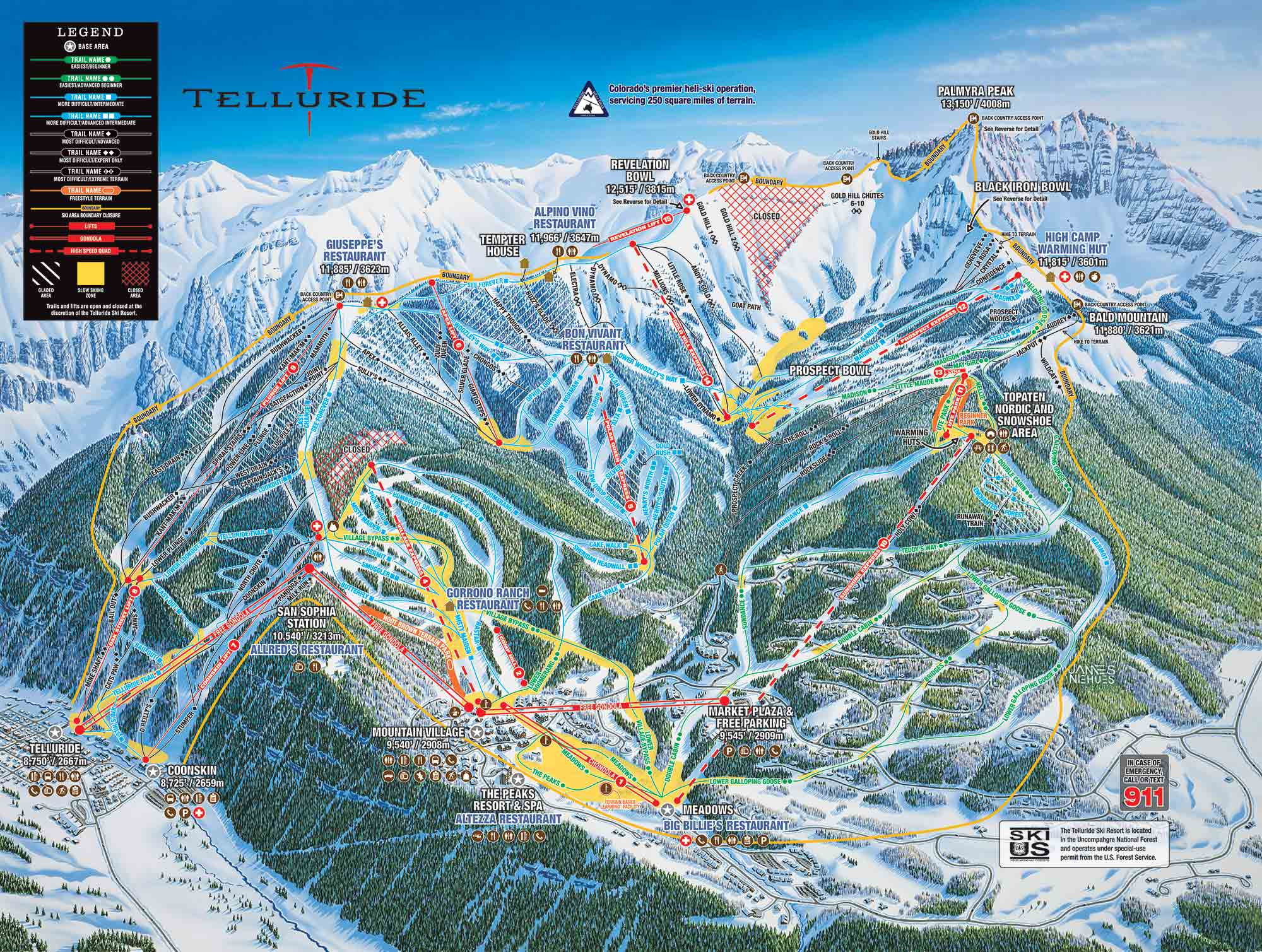 Pistenplan von Telluride