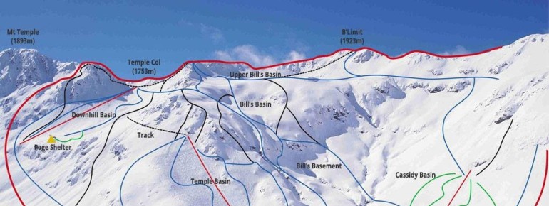 Pistenplan Temple Basin Ski Field
