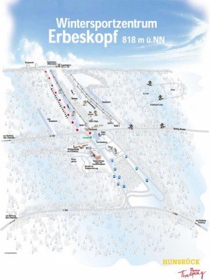 Pistenplan des Skigebiets Thalfang Erbeskopf, Rheinland-Pfalz.