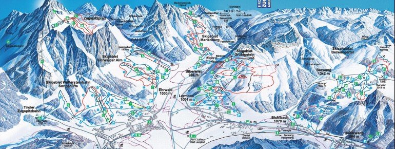 Pistenplan Tiroler Zugspitz Arena