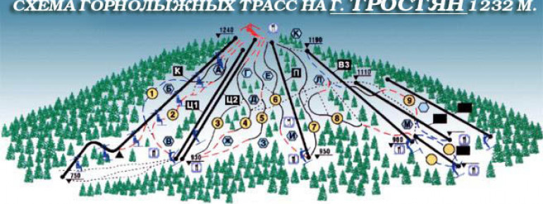 Pistenplan Trostyan Mountain