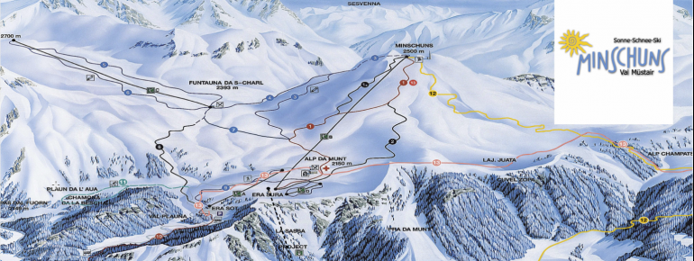 Pistenplan Val Müstair - Minschuns