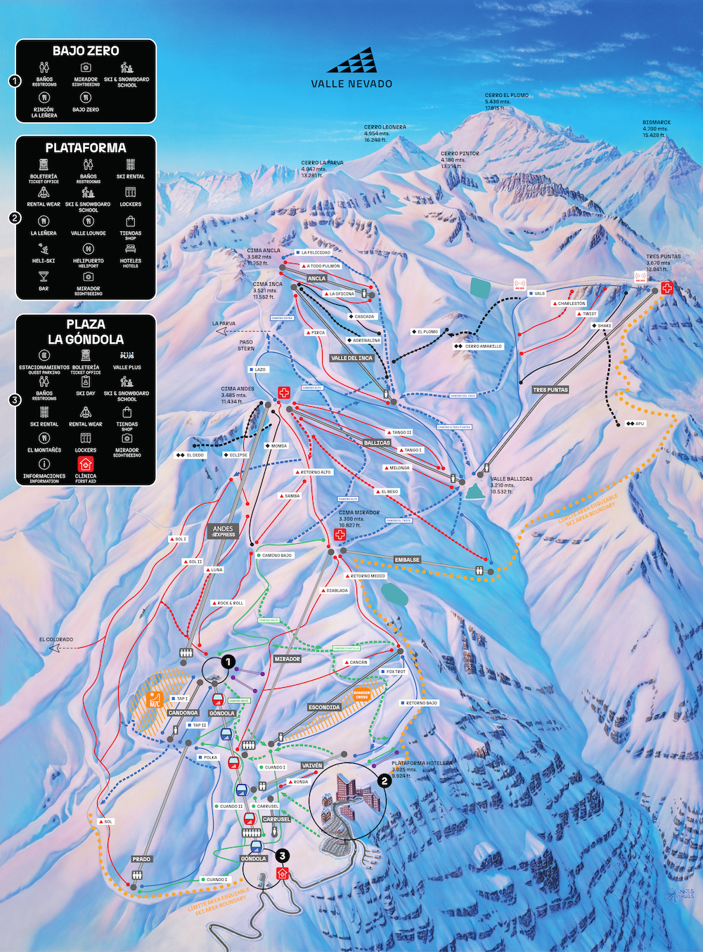 Pistenplan Valle Nevado