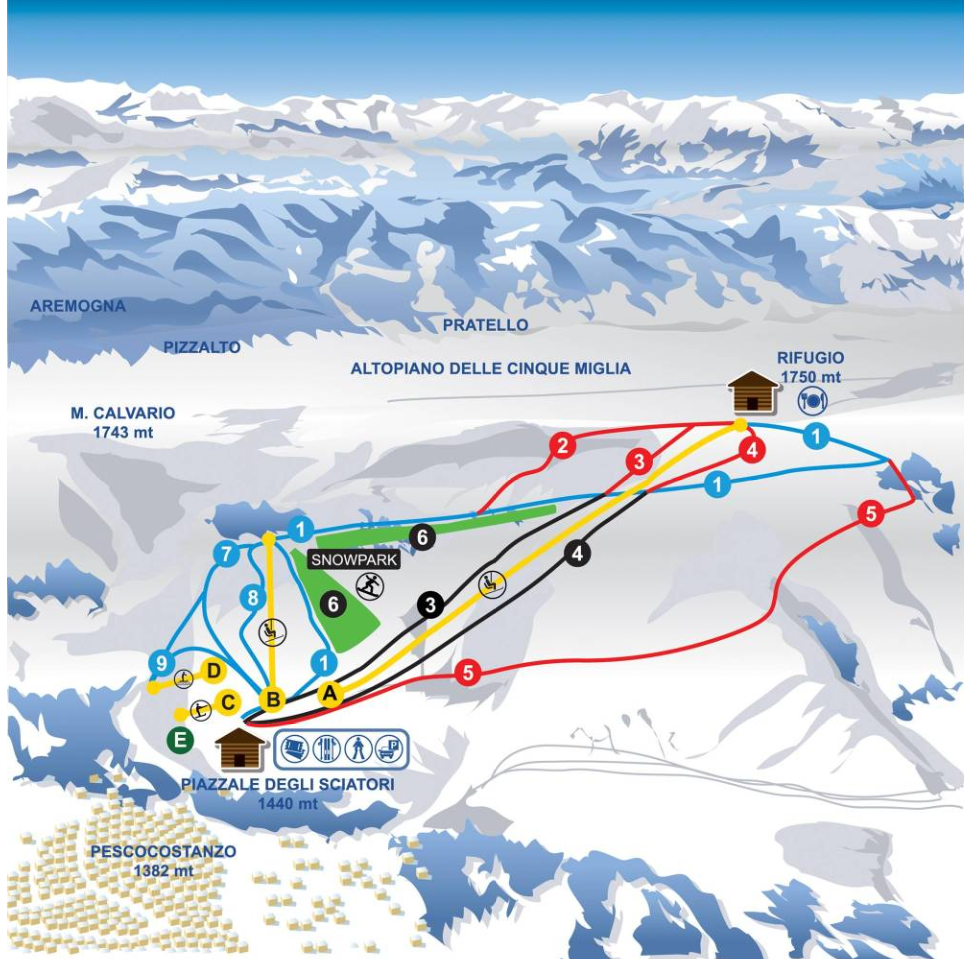Pistenplan Vallefura Pescocostanzo