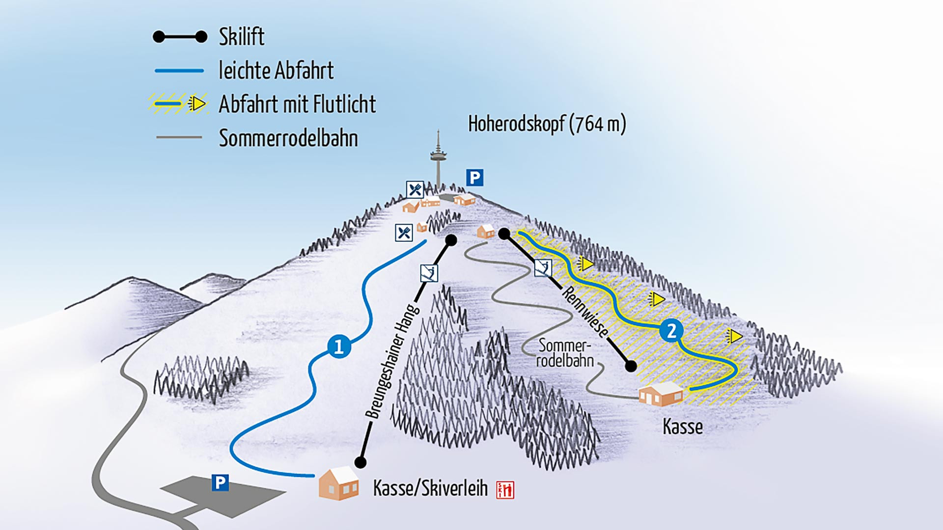 Pistenplan Skigebiet Hoherodskopf