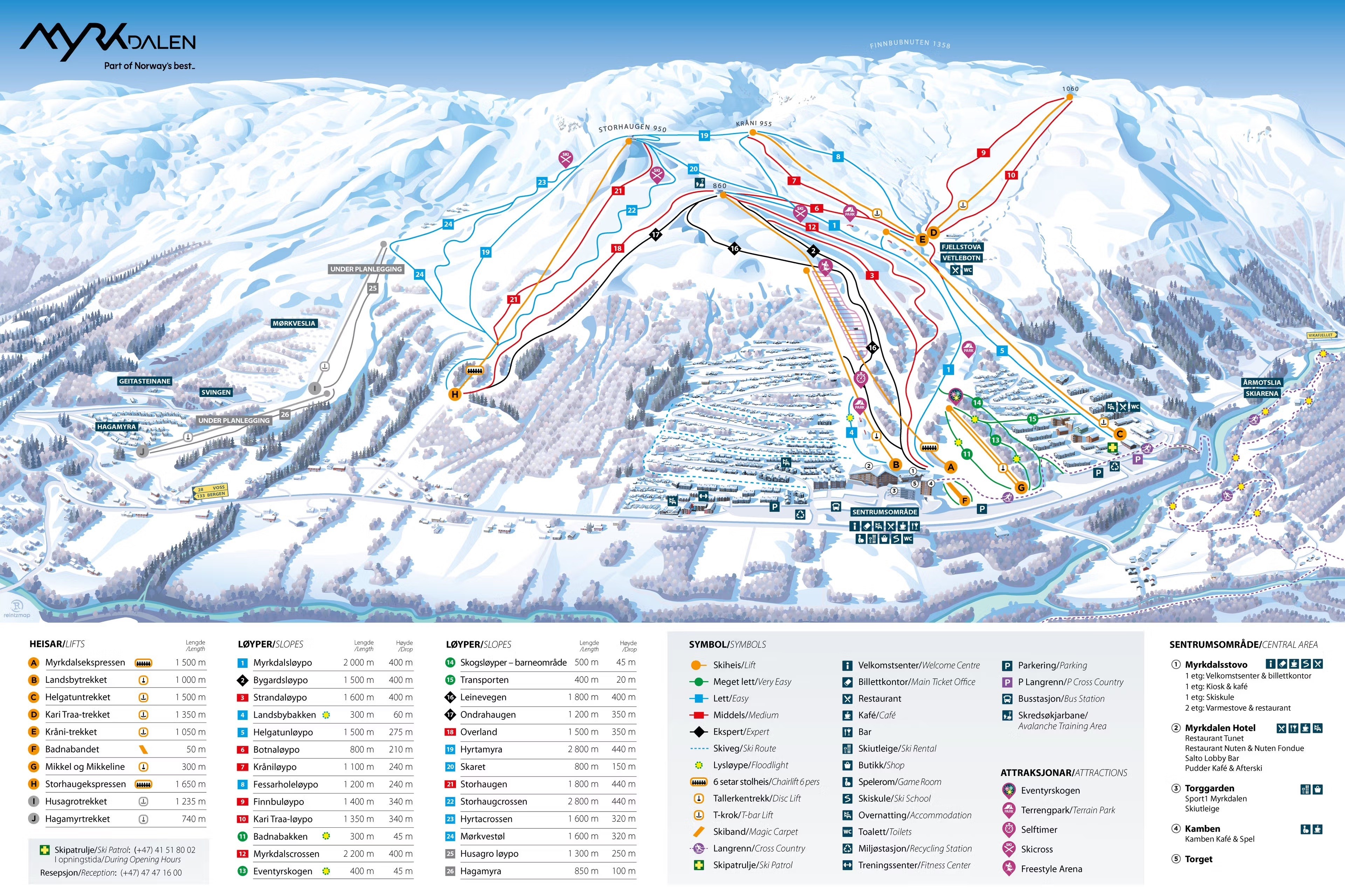 Pistenplan Myrkdalen