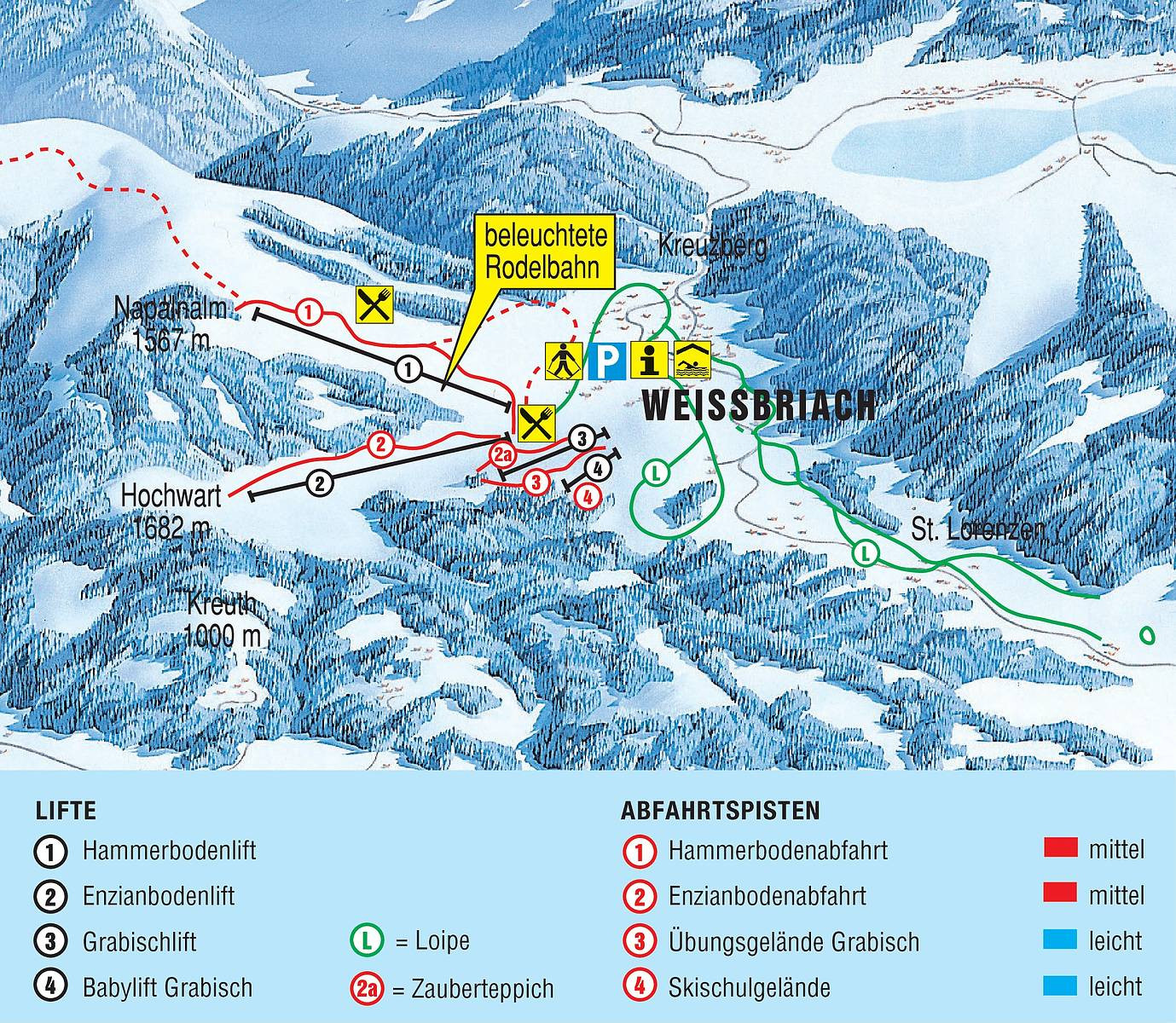 Pistenplan Weissbriach Glitschtal