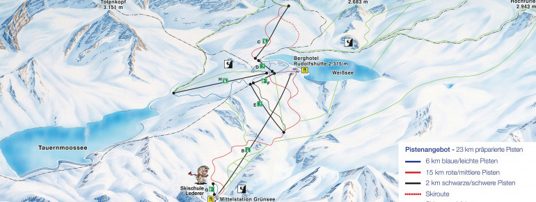 Pistenplan Weißsee Gletscherwelt